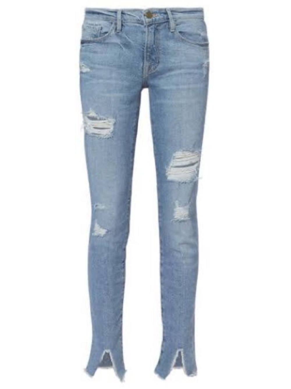Frame Denim Light Blue Ripped Skinny Jeans Le Skinny De Jeanne